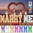Marry Me Light-up Letters Sign: 18 Colors 3FT Will You Marry Me Sign Large Marquee Letters Kit for Proposal Decorations Outdoor Large Engagement Wedding Party Decorations 2000 Rose Petals Pack of 7