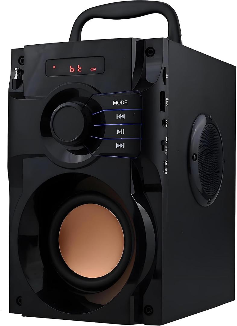 Bluetooth Speaker, Portable Wireless Speaker with Subwoofer Heavy Bass, FM Radio with LED, Remote Control, Phone Holder, MP3 Player for Party, Christmas, Indoor Outdoor, Mobile PC