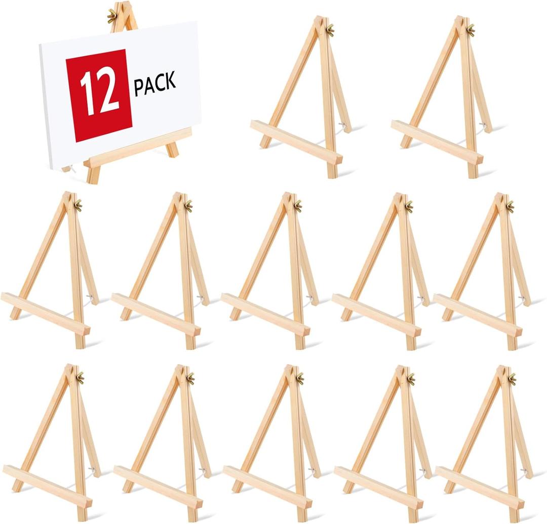 12PCS Wood Easels, 9 Inches Tabletop Easels, Art Craft Painting Easel Stand for Artist Adults Students