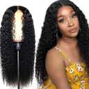 26 Inch Human Hair Lace Front Wig Deep Wave Brazilian Curly Glueless Wig with Transparent Lace Pre Plucked Natural Hairline