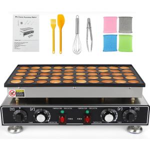 Dyna-Living Commercial Mini Pancake Maker 50PCS Dutch Pancake Maker 1600W Mini Pancakes Maker Machine, Restaurant Dorayaki Maker Stainless Steel Poffertjes Maker, Non-stick Coating