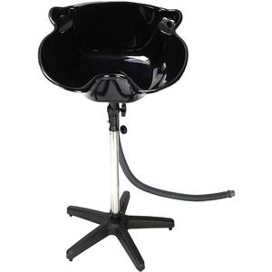 Portable Hairdressing Sink with Adjustable Stand | Black Plastic & Stainless Steel Basin | Salon Shampoo Bowl for Barber, Spa & Home Use | Lightweight, Durable & Easy to Clean Design
