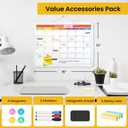 Colorful Whiteboard Calendar for Wall,16" x 12" Hanging Dry Erase Calendar Board, Monthly White Board for Home,School, Office