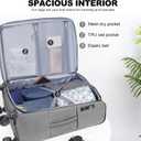 KROSER Softside Expandable checked Luggage with Front Business Pockets24 Inch Suitcases with Spinner Wheels & Built-in TSA Lock, Durable Suitcase Rolling Luggage, Grey