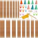Double Knitting Needles Set - 75pcs Bamboo Pointed Knitting Needle Kit 15 Sizes 2.0-10.0mm Beginners Knitting for Making Sweater, Shawl, Scarf