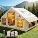 Inflatable Tent with Skylight, Quick Setup Blow Up Tents with Pump, Hot Tent with Stove Jack, Waterproof Oxford Inflatable House for Camping, Air Glamping Tents for Camping Adult, 4-6p, 118"L x 118"W x 79"H