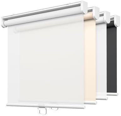 LazBlinds No Tools No Drill Cordless Roller Shades, Light Filtering Window Sheer Shades Transparent UV Protection Roll Up Blinds for Windows, 24'' W x 72'' H, White