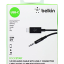 Belkin Rockstar 3FT USB-C To (3.5mm) Aux Cable - Black
