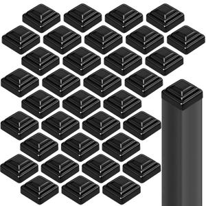Shimeyao 50 Pcs 2 x 2'' Black Pressed Steel Post Caps for Square Steel Posts Fence Caps Topper Pressure Fit Cover for Mailbox Metal Wood Plastic Iron Deck Railing