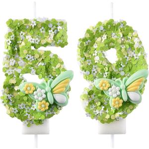 59 & 95 Birthday Candle, 59th & 95th Cake Candles, Number 59 & 95 Birthday Candles for Cake Topper Decoration, Green