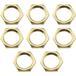 RLECS 8PCS 1/4 Female Thread Brass Pipe Fitting Hexagonal Lock Nut Tap Water Tank Fastening Nuts for Connecting or Fixing Threaded Pipe