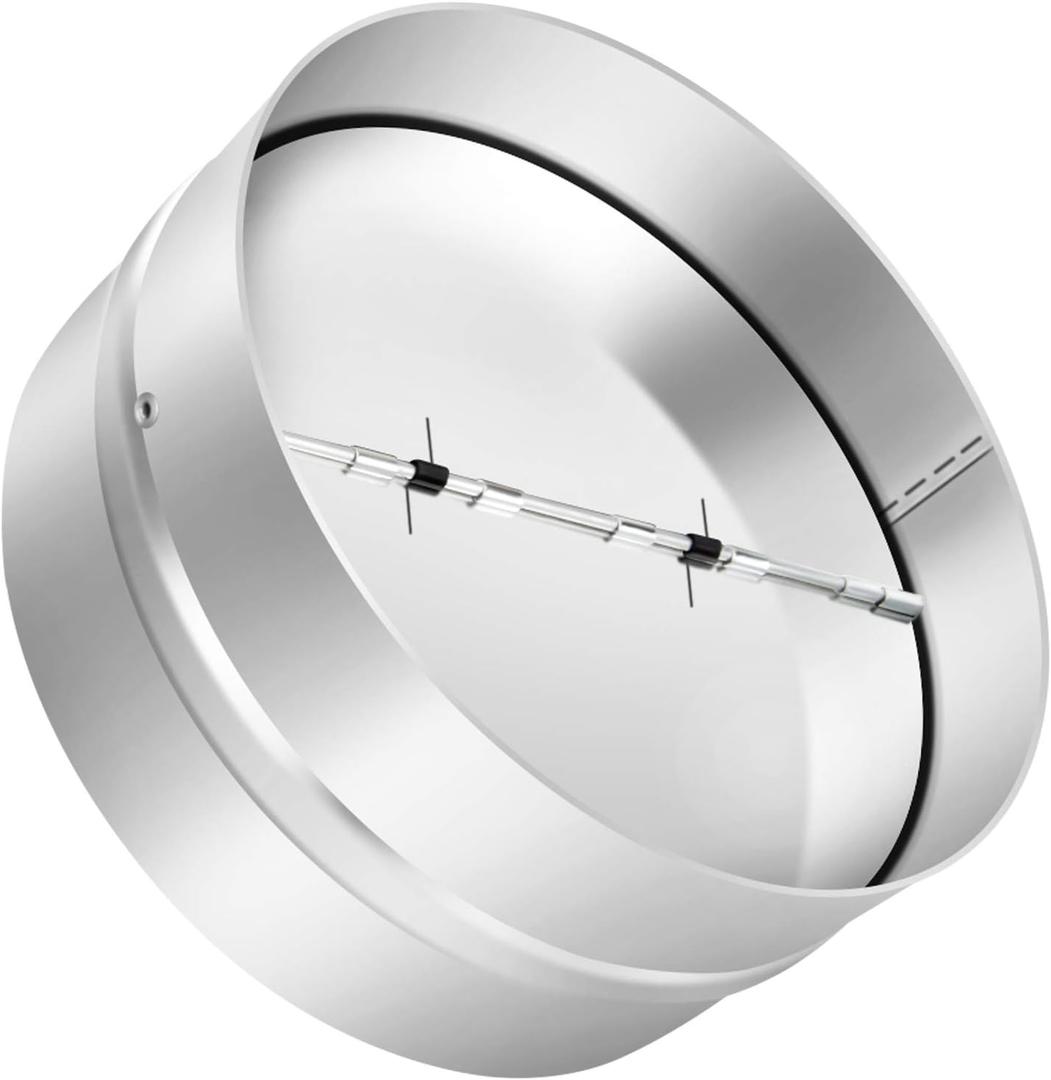 8 Inch Draft Blocker Backdraft Damper Duct Draft Stopper One-Way Airflow Ducting Insert Backflow Preventer Inline Fan Vent Deflector (Silver)