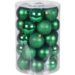 30ct Christmas Day Ball Ornaments Decorations, 2.36" Shatterproof Christmas Tree Decorations, Perfect Hanging Ball for Indoor/Outdoor Holiday Wedding Party Christmas Day Decor (Green)