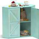 Corner Bread Box for Kitchen Counter Double Layer Bamboo Bread Storage Container Large Capacity Bread Storage Bin Farmhouse Breadbox Organizer (Antique Blue)