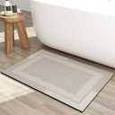 Ultra Thin Quick Dry Bath Mat Bathroom Rugs, Non Slip Rubber Backing Diatomaceous Earth Super Absorbent Bathroom Mat Shower Rug, Thin Bath Rug Fit Under Door Bathroom Floor, Beige 16"x 24" 