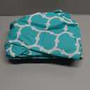 Smiry Round Picnic Tablecloth, Waterproof Elastic Fitted Table Covers for 45" - 56" Tables, Wipeable Flannel Backed Vinyl Tablecloths for Camping, Indoor, Outdoor, Teal & White