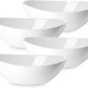 DOWAN 9.25" Serving Bowls, Large Oval Serving Dishes for Wedding and Dinner Parties, 35 Oz for Salad, Side Dishes, Pasta, Oval Shape, Microwave & Dishwasher Safe, Set of 4, Soft White