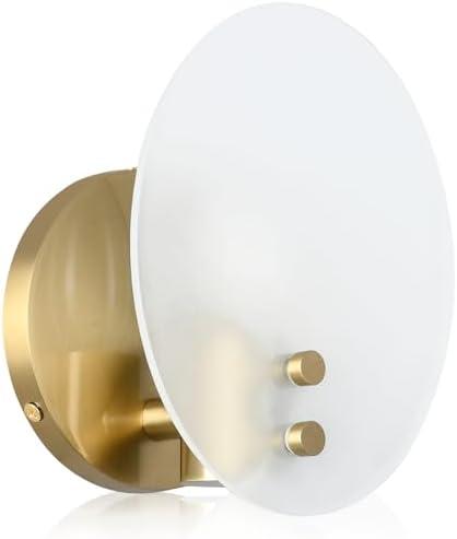 Pirxxiy Modern Candle-Inspired Brass Wall Sconces, Room Decor Wall Light Fixture with Oval Style Frosted Glass Shade, Wall Mount Light, Wall Lamp for Bedroom,Living Room, Bedside, Bathroom