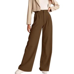 NIMIN High Waisted Work Pants for Women Business Casual Outfits 2025 Office Dress Pants Trousers with Pockets (X-Small, Dark Brown)