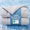 Bedsure Cooling Comforter Queen Size - Cooling Blankets for Hot Sleepers, Lightweight Comforter for Summer with Dual-Sided Cool Tech, Soft Breathable Cold Blanket for Sleeping, Grey, 88x88 Inches