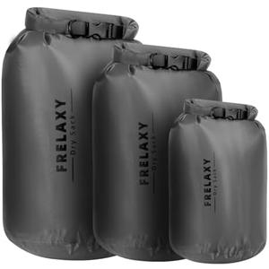 Frelaxy Waterproof Dry Bag 2 Pack/3 Pack, Lightweight Portable Dry Bags, 5L & 15L & 25L Durable Dry Sack Set Keep Gear Dry for Hiking, Camping, Boating, Backpacking, Kayaking (Pack of 2 - Gray)