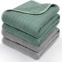 MEXXI Muslin Swaddle Blankets, 2 Pack Receiving Blankets, Breathable Soft Baby Wrap for Boys and Girls, Registry & Gift, 43 x 39 inches (Sage Green+grey)