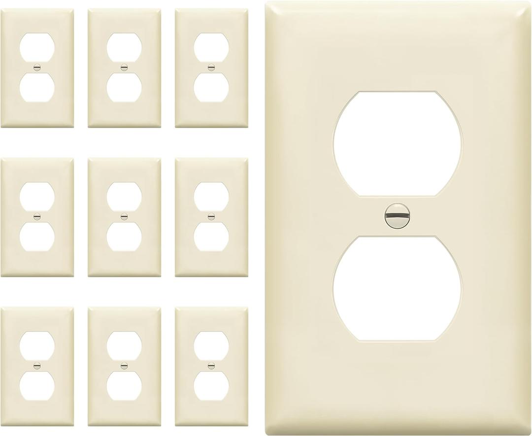 ENERLITES Duplex Receptacle Outlet Wall Plate, Size 1-Gang 4.50" x 2.76", Unbreakable Polycarbonate Thermoplastic, UL Listed, 8821-LA-10PCS, Light Almond (10 Pack) ENERLITES Duplex Receptacle Outlet Wall Plate, Size 1-Gang 4.50" x 2.76", Unbreakable Polycarbonate Thermoplastic, UL Listed, 8821-LA-10PCS, Light Almond (10 Pack)