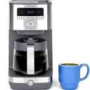 GE Drip Coffee Maker With Timer | 12-Cup Glass Carafe Coffee Pot With Adjustable Keep Warm Plate | Wide Shower Head for Maximum Flavor | Kitchen Essentials | Stainless Steel