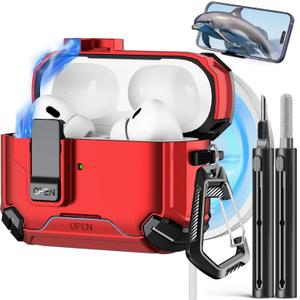 Compatible with AirPods Pro 2nd/1st Generation Case,Compatible with Magsafe,Magnetic Automatic Lock with Phone Stand & Cleaning Kit for iPod Pro Charging Case (USB-C/Lightning Cable)