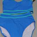 BMJL Women's High Waisted Bikini Sets Sporty Two Piece Swimsuits Color Block Cheeky High Cut Bathing Suits, Size XS
