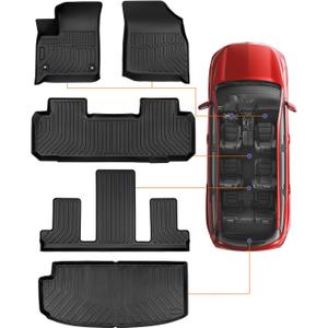 for 2018-2023 Chevy Traverse Floor Mats & Cargo Liner only for 7 Seats, for 2018 2019 2020 2021 2022 2023 Chevy Traverse Accessories All Weather Bucket Seats (Fit 2024 Traverse Limited)