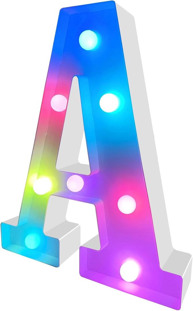 Colorful Marquee LED Letter Light - Lighting Letter Sign Night Light Party Home Wedding Bar Girls Room Decoration (Colorful A)