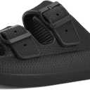 BRONAX Pillow Slippers for Women and Men | Adjustable Double Buckle Shower Slides | Cushioned Thick Sole Sandals