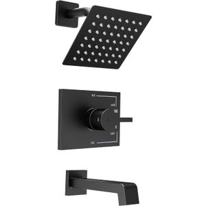 Shower Fixtures, Black Shower Faucet Set with 6 Inch Matte Black Shower Head and Tub Spout, Black Shower Head and Handle Set (Valve Included)