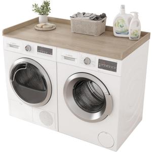 Piskyet Washer Dryer Countertop,Laundry Countertop with Edge Rails,27.5" Depth x 54" Wood Countertop for Washer and Dryer,Laundry Machine Topper for Laundry Room Organization and Storage(Grey)