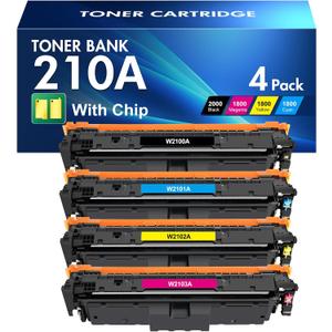 210A Toner Cartridges 4 Pack: 210X MFP 4301fdw Compatible for HP 210A 210 Toner Cartridges Set Color Laserjet Pro MFP 4301fdw 4301fdn Pro 4201dw 4201dn Series Printer W2100A W2100X High Yield Ink