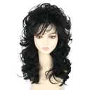 Black Long Curly Wig for Women Halloween Party Costume Wig