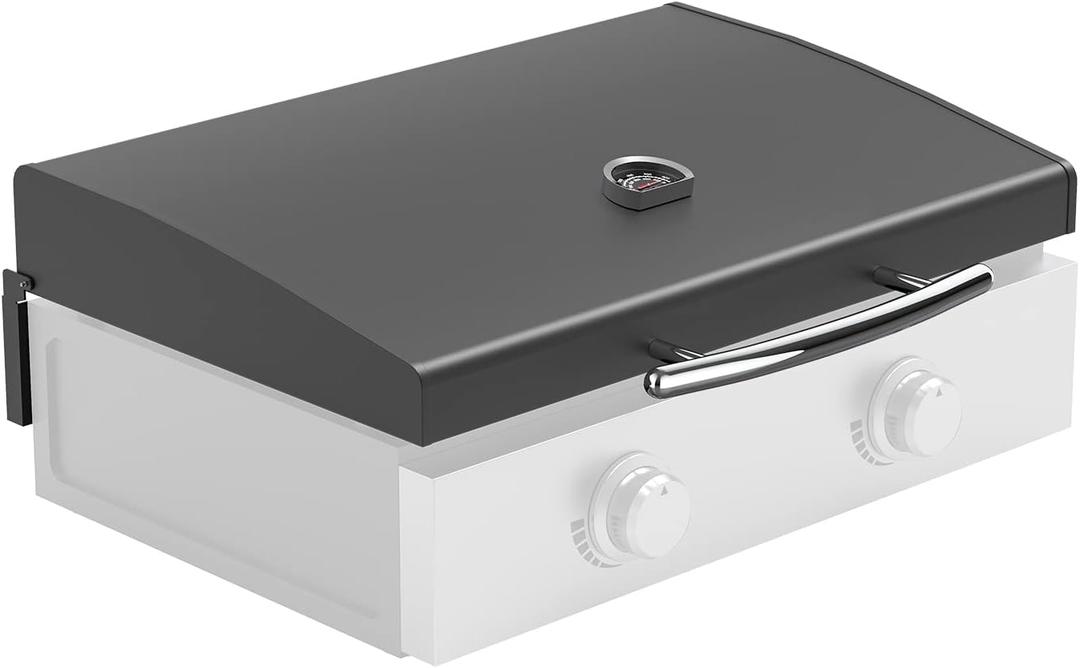 Hinged Griddle Hard Cover Hood with Thermometer for Blackstone Accessories 22"", 5011 Grill Lid for Blackstone 22 inch Tabletop Griddle, for 22 inch Griddle Cover, Heavy Duty, Black