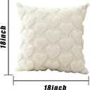 Valentines Pillow Covers 18x18 Inch Set of 2 - White Heart Soft Plush Faux Fur Jacquard, Romantic Love Decorative Throw Pillowcases for Bedroom Sofa Anniversary Wedding Holiday Home Decor (white)