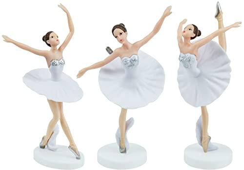 3 PCS Dancing Girl Ballerina Figurine, Ballerina Figurine Cake Topper, White Ballet Girl Figure Cake Decoration