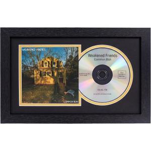 GMFrames CD Display Frame with Real Glass,Signed CD Music Frame for for Disc and Booklet,Wall and Tabletop,Black and Gold Mat