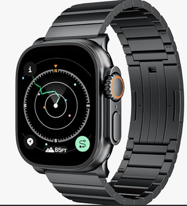 LULULOOK Titanium Band for Apple Watch Ultra 3/Ultra 2 49mm, DLC Scratchresistant Coating Adjustable Replacement iWatch Ultra Strap w/Foldover Clasp for Men