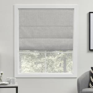 Exclusive Home Curtains Acadia 100% Blackout Polyester Roman Shade, 34"x64", Silver
