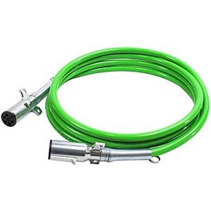 Vitonsbay Heavy Duty Cable Assembly -15Ft 7-Way ABS Trailer Electrical Power Cord |Straight |Green Cable|Zinc Die-Cast Plugs