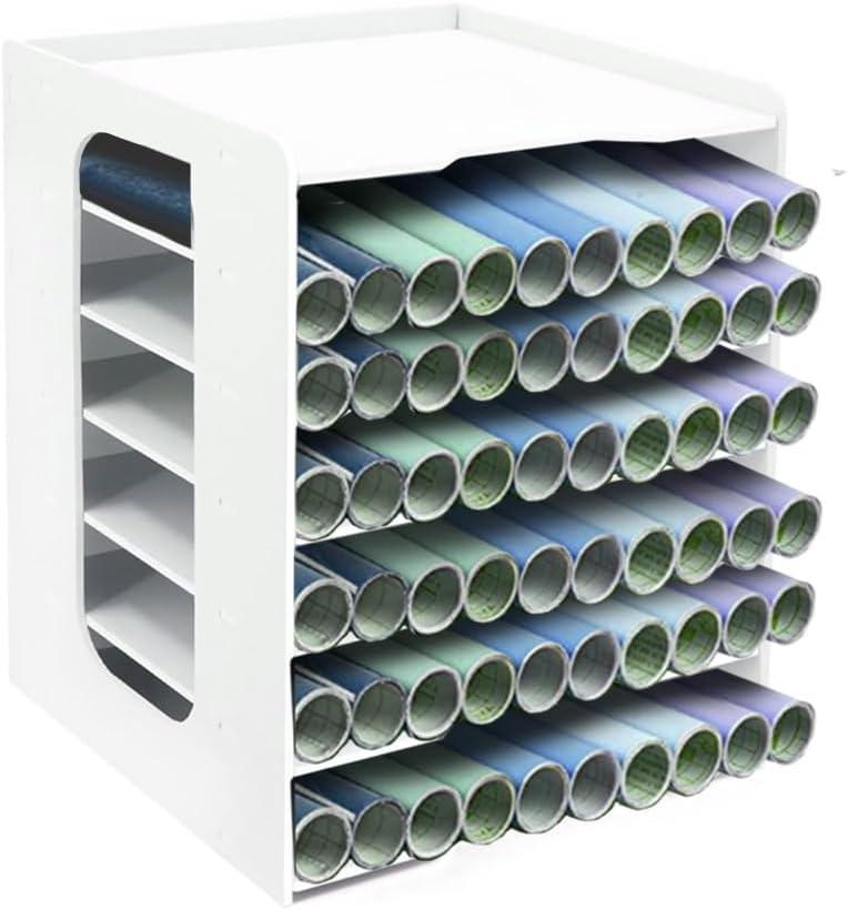 Vinyl Roll Holder, Holds Over 60 Countertop Cabinet Vinyl Roll Storage Organizer, Dust-Reduced, Stable and Durable, Superior Protection, Ideal for Craft Room Organizatio
