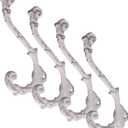 CRAFTSMAN ROAD Vintage Cast Iron Wall Hooks (Antique White Finish, Set of 4) - Rustic, Farmhouse, Shabby Chic, French Country Coat Hooks | Great for Coats, Bags, Towels, Hats | French Slender