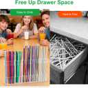 2 x Acrylic Straw Holder for Cabinet Door  9.8" Adjustable 2-Part Straw Organizer & Dispenser, Clear Adhesive Mount Kitchen Organizer for Countertops, Cupboards, and Coffee Bar Storage