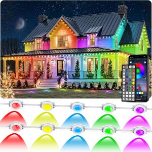 CETELEM 500FT Permanent Outdoor RGB Lights, IP67 Waterproof Smart Eave Lighting, with App/Remote Control Eaves Light, DIY LED Scenes Modes for House Roof Decor, Christmas, Party