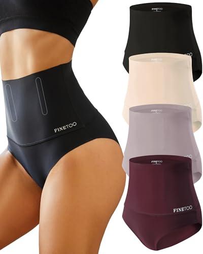 FINETOO Tummy Control Underwear Shapewear for Women Seamless High Waisted Panties Moderate Control Briefs, Small
