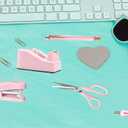 Pink Office Supplies, Pink Desk Accessories Set Stapler, Tape Dispenser, Scissors, Sticky Notes, Pen, Tape Measure, Office Clips,Staples Rmover, 1000pcs Staples, Gift for Women Students Teacher